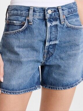 Agolde High Waist Denim Shorts in Medium Blue